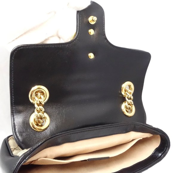 GUCCI Crossbody Mini Bag GG Marmont 446744 Shoulder Canvas Beige Black 450102 - Picture 6 of 10